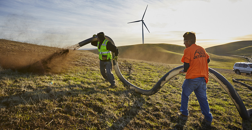 A thin layer of compost is applied to grasslands in the Altamont Hills. This practice of carbon farming has been identified by the state as a pillar of its approach to fighting climate change.