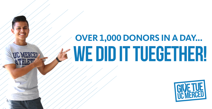 UC Merced had over 1,000 donors contribute to the Give Tue UC Merced campaign