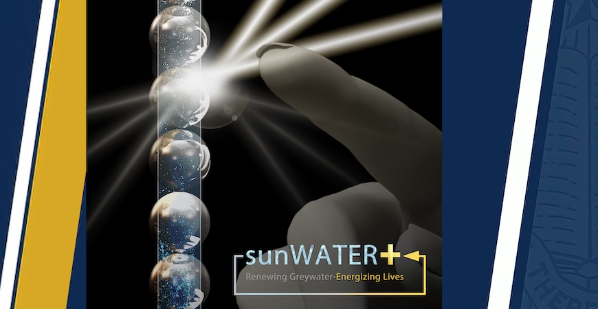 A graphic depicts a hand reaching toward water droplets.
